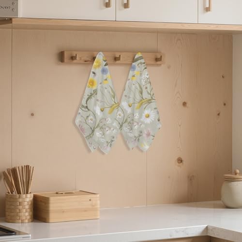 2 Pcs Vintage Flower Butterfly Kitchen Towels Decorative Hand Towels | Absorbent Soft Microfiber Towels for Bathroom, Kitchen, Housewarming Gifts for Women, Mom, Dish Cloths - color: Multi 1219