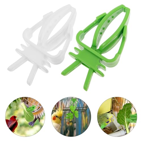 20pcs Bird Cage Food Holder Clips for Budgie and Conure Parrots, Pp Material Vegetable and Cuttlebone Feeders with Smooth Edges for Enriching Pet's Diet