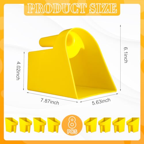 FillTouch 8 Pcs Feed Scoop 2 Qt Plastic Enclosed Heavy Duty Stackable Feed Scoop for Bird Horse Chicken Livestock Animal Ranchers Homesteaders Farmers(Yellow) - color: yellow
