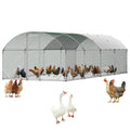 VEVOR Large Metal Chicken Coop, 9 x 25 x 6.6 ft, Walk-in Chicken Run House with Waterproof Cover & Sturdy Frame, Dome Roof Poultry Cage Duck Pen for Rabbit Hen Goose Outdoor Backyard Farm Use - size: 299.2"L x 106.3"W x 78.7"H
