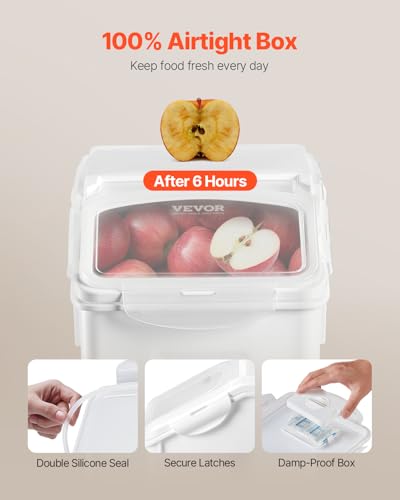 VEVOR Rice Storage Container, 4.5Gallon/20L Capacity Large Dog Food Dispenser Bin, Kitchen Ingredient Grain Cereal Flour Bin, Pet food Containers with Wheels, Measuring Cup, Airtight Lid, 1 Pack - size: 4.5 Gallon*1