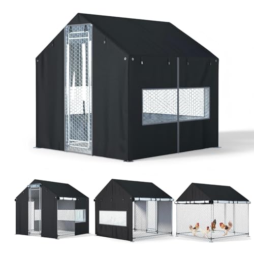 Outdoors Chicken Coop Cover 6.6x6.6x6.6ft All-Weather （Covers Only） | Premium 600D Oxford Fabric – Waterproof, Snowproof & UV-Resistant Outdoor Chicken Coop Protection - size: 79.0"L x 79.0"W x 79.0"H