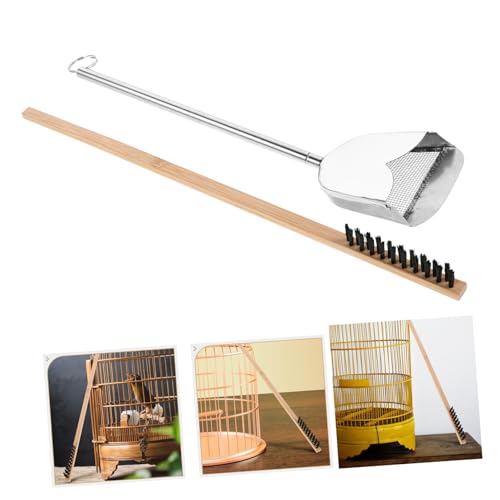 Toddmomy 2pcs Bird Cage Cleaning Kit Steel Brush Set Bird Droppings Cleaner Cage Cleaning Brush Set Chicken Coop Accessory