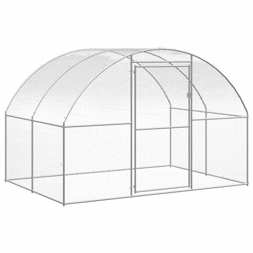 Galvanized Steel Chicken Coop for Hens, Ducks, Large Chicken Run with Wire Mesh, Outdoor Enclosure for Small Animals - color: Original, size: 118.1" x 78.7" x 78.7"