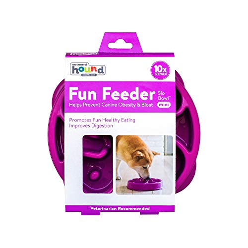 Outward Hound Fun Feeder Slo Bowl – Medium 2‑Cup Capacity,Slow Feeding,Small to Medium Dogs & Cats,Non-Slip,Purple,Flower Pattern,(Pack of 12) - color: Purple, size: Medium (Pack of 12)