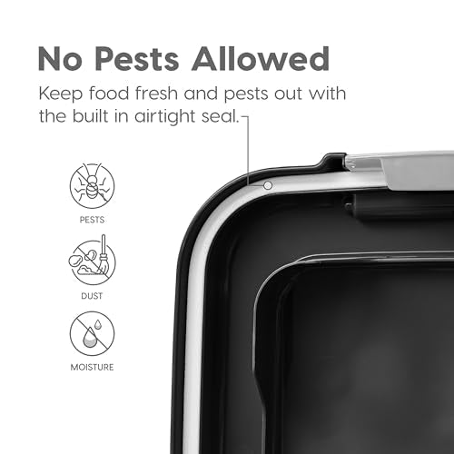 IRIS USA Dog Food Storage Container 30 lb + 11lb Airtight Combo, Stackable Pet Food Storage Bin with Wheels for Cat Dog Food, BPA Free, Made in USA, Black | Stackable Pet Food Plastic Storage Bins with Wheels for Cat and Dog Food, Made in USA - color: Bla