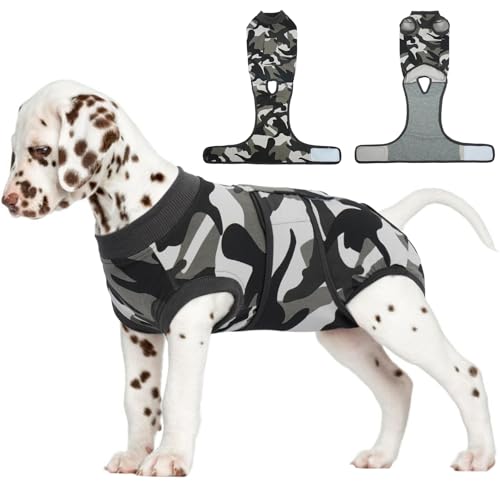 Dog Surgery Recovery Suit, Soft Breathable Neuter Suit for Male Dogs | Post Neuter Surgery Suit, Alternative to Cone of Shame, Wound Care for Dogs, Anti-lick Dog Recovery Suit Camouflage XS - color: Grey Camouflage, size: Xs(back:8.3-11.4in,wt:4-7lbs)