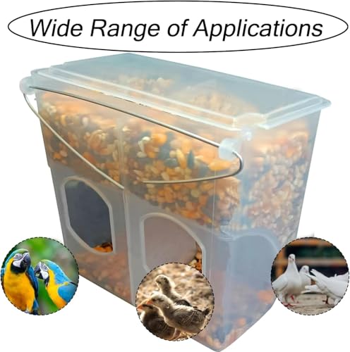 Automatic Pigeon Bird Feeder Water, 2 Pack Plastic Feeder Water Dispenser Drinkers for Cage, No Mess Hanging Parrot Food Feeding, Cage Accessories for Parakeet Quail Bird Chicken (2 Hole - Iron Wire) - size: 2 Hole - Iron Wire / 2 Pack
