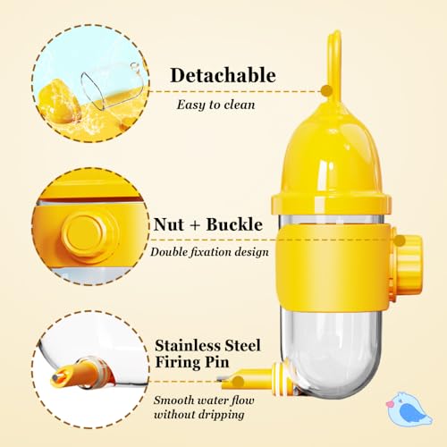 Birds Water Bottle, 330ML Automatic Bird Drinking Dispenser with Sensitive Valve, Stable & Leak-Proof Parrots Water Feeder for Small-Medium Birds - color: White