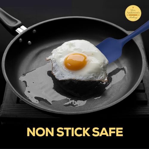 Mrs. Anderson’s Baking Silicone Spoon-Shaped Spatula, Flexible And Nonstick, One-Piece Design, Navy Blue, For Mixing, Folding, Scraping, Baking, And Cooking - color: Navy, size: 11-Inch, Spoon-Shaped