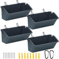 4 Pack Chicken Feeder,5 Quart Hanging Goat Waterer,Dark Gray | Two Mounting Options, Metal Clips and Screws,Solid base without holes,Livestock Feed Buckets for Sheep Duck Coop, Farm, Geese - color: Dark Gray