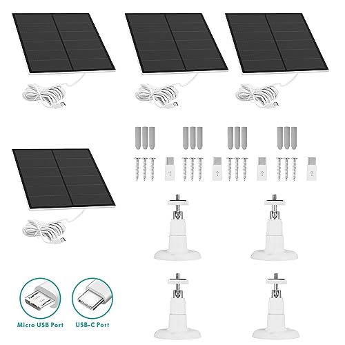 4 Pack Solar Panel Camera Charger Fit for Arlo Essential Spotlight/XL Spotlight/Essential 2k 2nd 3rd gen 2 3 Camera,Arlo PRO 6,Ring Spotlight Cam Plus/Spotlight Pro 5V 7W Solar Panel Charging Cable - size: 4 Pack