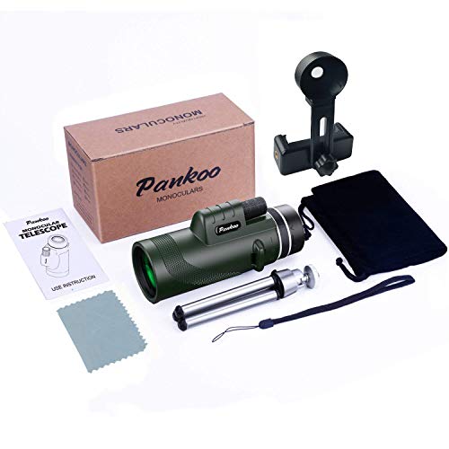 40x60 HD High Power Adult Monocular with Tripod and Smartphone Adapter - Ideal for Birdwatching, Hiking, Traveling Concerts - BAK4 Prism, Clear Colors, Durable and Portable - color: Military Green