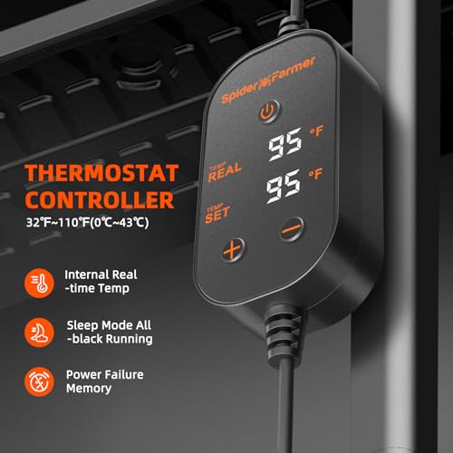 Spider Farmer 10"x20.75" Seedling Heat Mat with Built-in Thermostat | Fast & Uniform Heating, MET & UL Certified, IP67 Waterproof Plant Heating Pad for Seed Starting Germination Hydroponics - size: 10"x 20.75"