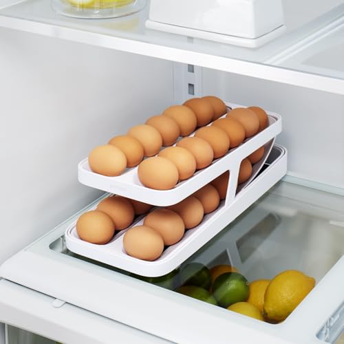 YouCopia RollDown® Egg Dispenser, Rolling Eggs Dispenser and Organizer for Refrigerator Storage, Double Track - size: Egg Dispenser, Double Track