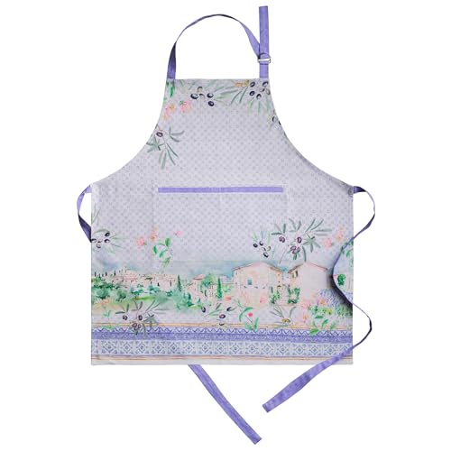 Maison d' Hermine Aprons for women with Pocket 100% Cotton (27.50"x31.50") | Adjustable Neck Strap & long ties Apron Men Chef Wedding Cooking Gardening Server Maid - color: 045 - Luberon