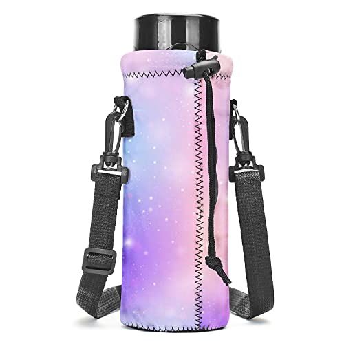 AMARY 500ML Neoprene Water Bottle Carrier Bag with Adjustable Shoulder Strap,Insulated Water Bottle Cover for Stainless Steel/Glass/Plastic Bottles 16.9OZ (cute unicorn) - color: cute unicorn