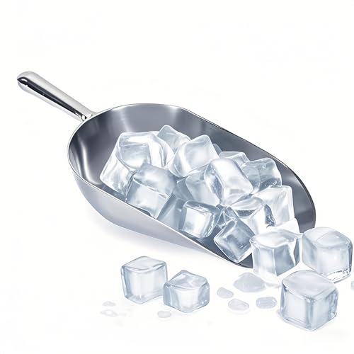 Heavy-Duty Cast Aluminum Kitchen Scoop - Rust-Proof, Ergonomic S-Handle Ice Cube Endurance Scoopfor Ice, Candy, Popcorn, Coffee Beans, Flour & Pet Food - Commercial-Grade Durable Design (M（12oz）) - size: M（12oz）