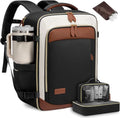 LOVEVOOK 50L Travel Backpack Carry On Airline Approved, Large Backpack with 3 Packing Cubes, TSA Travel Essentials Carry On Bag, Waterproof Weekender Overnight Luggage Daypack, Fits 18 Inch Laptop - color: H-black-beige-brown, size: XLarge - 18.5 Inch - 5