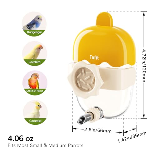 Leak-Proof Automatic Bird Water Feeder with Spring Valve, Clear No Mess Cage Water Dispenser for Parakeets, Cockatiels, Budgies, Finches, Lovebirds & Canaries, 4.1 fl oz (120ml), Yellow - color: Yellow, size: 4.1 fl oz