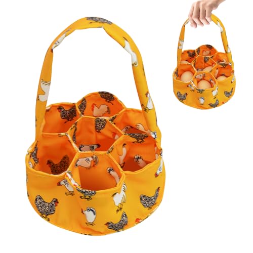 Egg Collecting Basket Canvas Egg Holder 7 Pouches Carrier | Egg collecting basket with 7 separate pouches for chicken duck and goose eggs during daily coop gathering trips