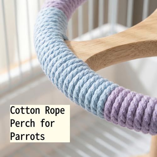 Bird Stand Perch Toy, Rotating Exercise Wheel, 8 inches Wooden Perch with Bells, Cage Accessories for Parakeet, Budgie, Cockatiel