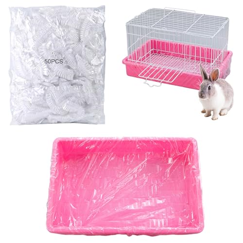 50 Pcs Disposable Rabbit Cage Liner Litter Box Liners Pet Tray Film Bags | Quick Cleanup Leak-Proof Small Animal Toilet Plastic Film Cover for Guinea Pig Bunny Bird Chinchilla - size: Jumbo
