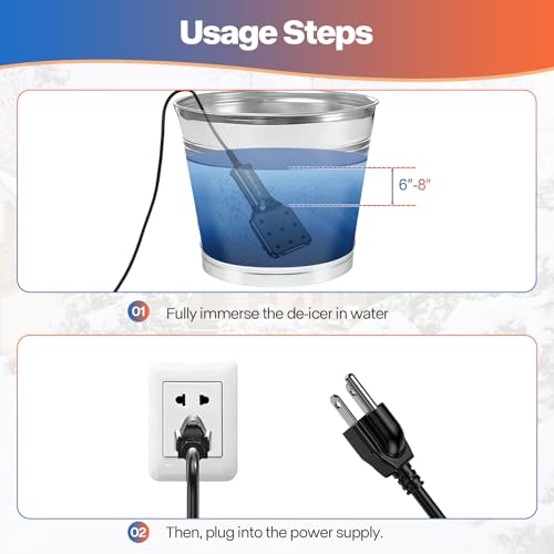 250W Smart Electric Pond De-icer – Eco Mode for Small Ponds & Bird Baths, Auto On/Off, 9ft UL Cord, IPX8 Waterproof, Cast Aluminum Heater for Winter Use