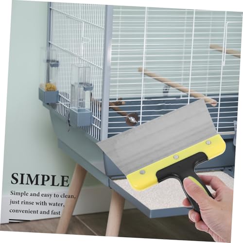 Toyvian Stainless Steel Bird Droppings Scraper for Poop Ergonomic Handle Cleaning Tool for Bird Cages and Nests