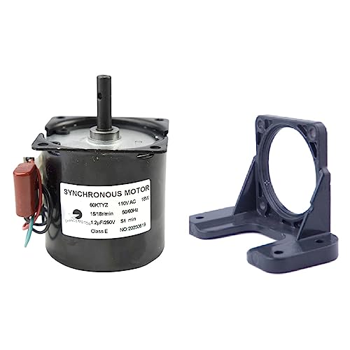 Permanent Magnet Synchronous Gearbox Motor 60KTYZ 110V 25-30RPM CW/CCW Synchronous Reduction Motor with Motor Bracket Support Fixed Base - size: 25/30r/min Motor+Bracket
