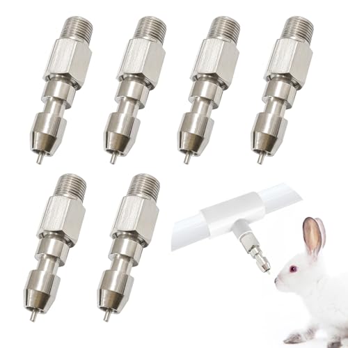 Threaded Stainless Steel Water Nipples for Rabbit (6Pcs) | Metal Automatic Watering System for Rat, Guinea Pig, Hamster, Ferrets, Mouse, Mice