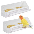 Pawfly 2 Pack Bird Feeder for Cage Hanging Plastic Feeder with Hooks Water Dispenser with Perches for Small Parakeet Cockatiel Canary Parrot - size: 2 PC