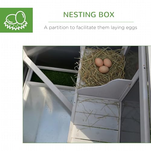 PawHut 63" Outdoor Chicken Coop Wooden, Chicken Cage with Run Area, Nesting Box, Hen House with Waterproof Roof, Removable Tray | Chicken Cage, Waterproof Roof, Removable Tray