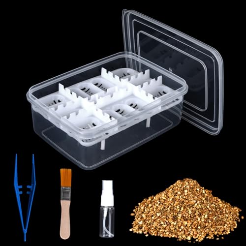 16 Grids Reptile Egg Incubator Box Turtle Lizard Gecko Snake Hatching Container Complete Kit with Tweezers Clip Vermiculite Spray Bottle
