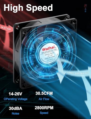 Wathai 24 Volt 80mm DC Brushless Cooling Fan 24V 2Pin 80x20mm DIY Cooler | Compatible with Inverter, 3D Printer, Amplifier, Refrigerator, Generator, Electronics Box, Computer - style: 24V Sleeve 80mm