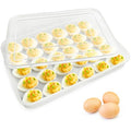 Covered Egg Holder for Refrigerator,30 Deviled Egg Tray with Lid,Plastic Egg Containers,Fridge Egg Dispenser Egg Storage Box - style: Clear-30 eggs