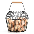 Farmhouse Egg Baskets for Gathering Fresh Egg With Handle, Round Metal Chicken Basket Collecting Fresh Egg Holder for Countertop Kitchen