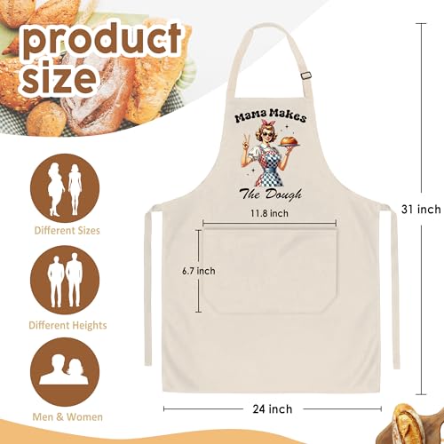 Mama Makes the Dough Sourdough Apron for Women with Deep Pockets - Funny Bakers Apron, Unique Sourdough Gifts for Women & Bread Bakers, Adjustable Kitchen Apron for Mom, Mother’s Day Baking Gift - B27 - color: Mama Makes the Dough
