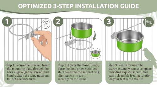 Bird Cage Bowls for Parakeets (2 Pack) - Stainless Steel Food & Water Feeder Cups with Clamp Holder, Hanging Feeder for Budgies, Canary, Conures, Lovebirds, Squirrel & Small Animals - size: 2 pcs