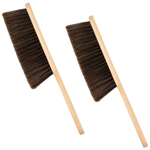 Wooden Bench Brush with Soft Bristles – 2 Pack Wide Table & Counter Dusting Brush for Cleaning Crumbs, Lint, Clothing, Furniture, Kitchen Surfaces & Workbenche - color: Beige