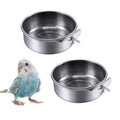Kathson 2 Pack Bird Feeding Dish Cups, Stainless Steel bird bowls Parrot Feeders Water Cage Bowls with Clamp Holder Bird Feeders for Parakeet Cockatiels Conure Budgies Lovebird Finch and Small Animals