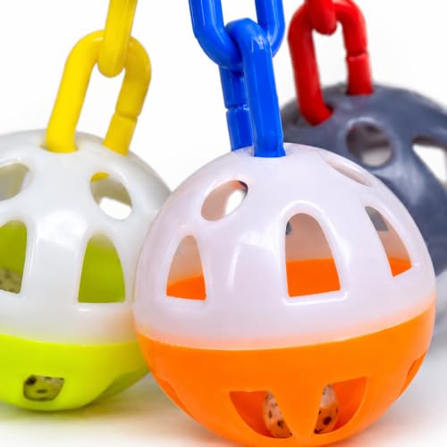 Bonka Bird Toys 1467 Ball Clanger Plastic Colorful Noisy Rattle Parrot Cage Toy Parrotlet, Parakeet, Budgie, and Similar Breeds