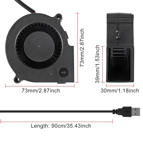 ACEIRMC 4pcs 75x30mm Blower Cooling Fan Turbine Centrifugal Fan 5V Brushless USB Sleeve Bearing/Dual Ball Bearing 2 pin Computer Fan Multi Used