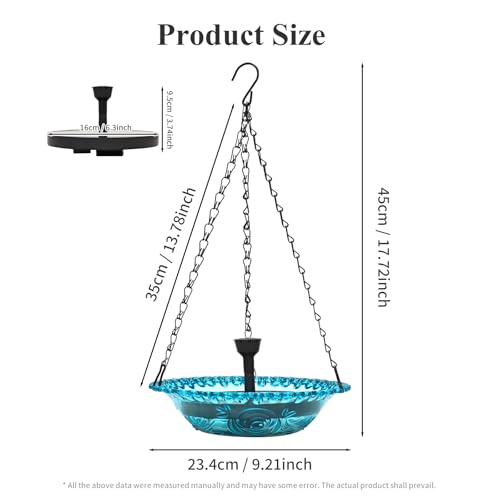 Solar Power Hanging Birds Bath Set, Water Floating Fountain for Bird Bath | Outdoor Hanging Garden Water Fountains Birdbath for Bird Bath,Feeder,Drinking,Patio Lawn and Backyard