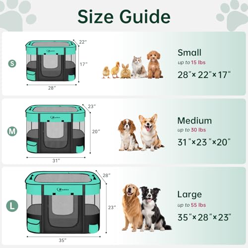 Siedihit 35" Dog Playpen,Cat Puppy Pen, Pet Portable Crate Indoor Outdoor | Durable Travel Camping Use,Foldable Dog Kennel Tent Cage for Rabbit Small Animals with Carrying Case (Green, Large) - color: Green, size: Large