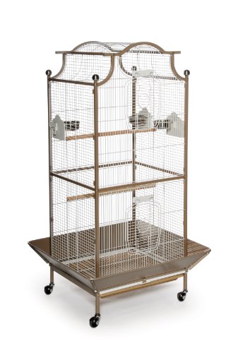 Prevue Pet Products Pagoda Cockatiel Cage with Seed Guards - Cocoa & Cream | Tall Powder-Coated Steel Bird Cage with Rolling Stand and Perches, Ideal for Cockatiels and Medium Sized Birds