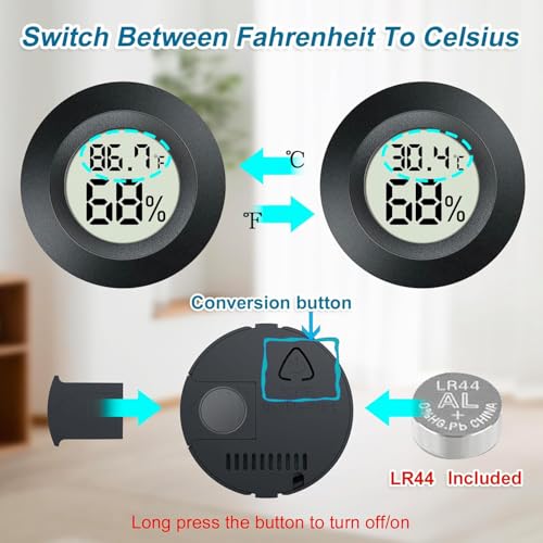 4 Pack Mini Digital Hygrometer Gauge Indoor Thermometer, LCD Monitor Temperature Outdoor Humidity Meter for Greenhouse Jars Incubators Guitar Case, Fahrenheit (℉) or Celsius(℃) - color: Black-4 pack