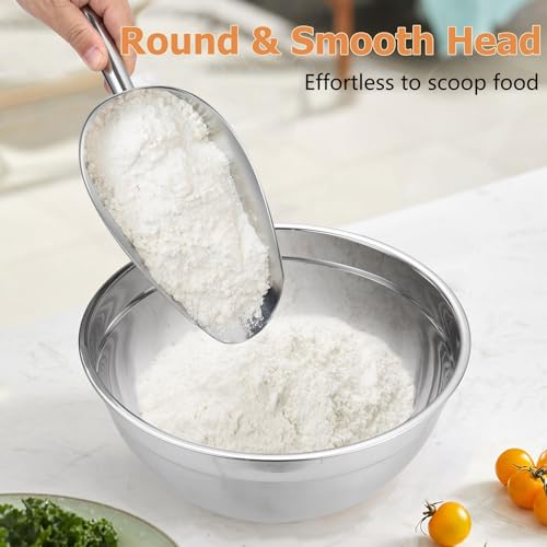 TeamFar Ice Scoop, 24oz Stainless Steel Big Large Food Scoop | for Candy Popcorn Flour, for Kitchen Dispenser Buffet Jars, Healthy & Sturdy, Easy Clean & Dishwasher Safe - size: 24 oz