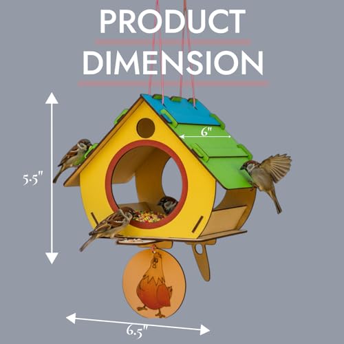 BAGJI TOYS Bird House Kits for Kids Ages 4-8, Wooden DIY Birdhouse Kit, Outdoor Woodworking Crafts Freestyle Painting, Bird Houses for Outside with Paints & Brushes, Boy Girl Gift Christmas