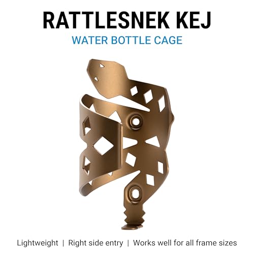 Portland Design Works Water Bottle Cage - Lightweight Water Bottle Holder for Bikes, RATTLESNEK KEJ, Desert Gold - Right Opening - style: RATTLESNEK KEJ - Desert Gold - Right Opening